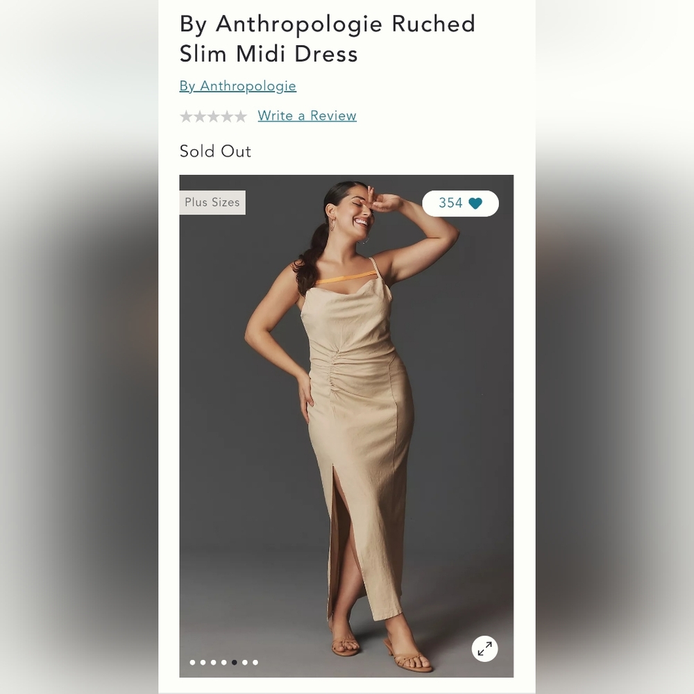 Anthropologie Rushed Front Slim Fit Midi Linen Blend Sleeveless Dress - Picture 2 of 9